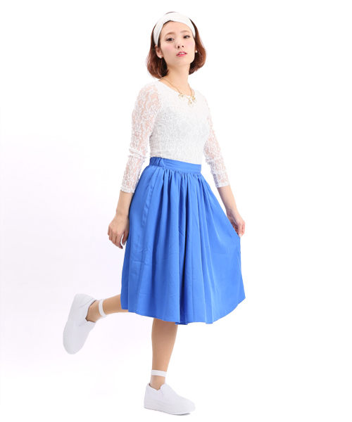 WEGO(ウィゴー)の「WEGO/膝丈フレアスカート(スカート・レディース・ブラック/グリーン系その他/ブルー/レッド・FREE)」の15枚目の写真