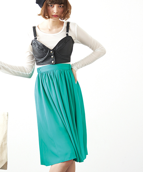 WEGO(ウィゴー)の「WEGO/膝丈フレアスカート(スカート・レディース・ブラック/グリーン系その他/ブルー/レッド・FREE)」の3枚目の写真