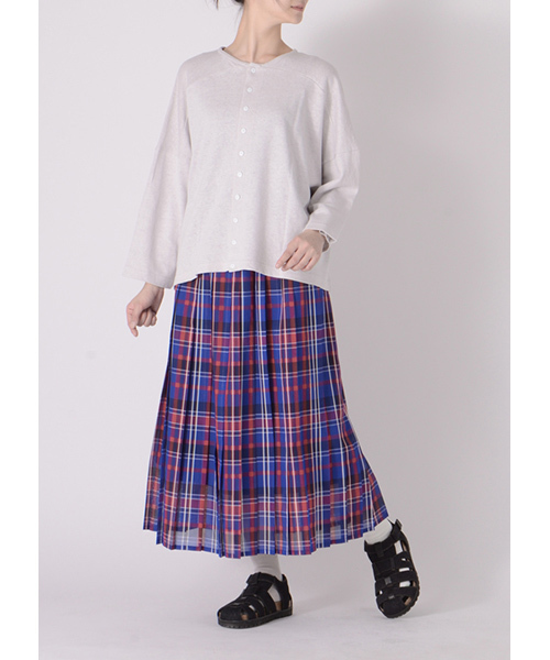 Ne-net（ネネット）の「シースルーチェック　スカート（スカート・レディース・ブルー/カーキ・02）」の20枚目の写真