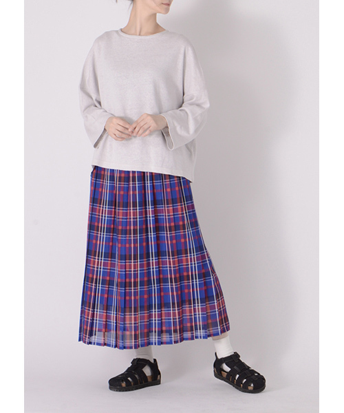 Ne-net（ネネット）の「シースルーチェック　スカート（スカート・レディース・ブルー/カーキ・02）」の16枚目の写真