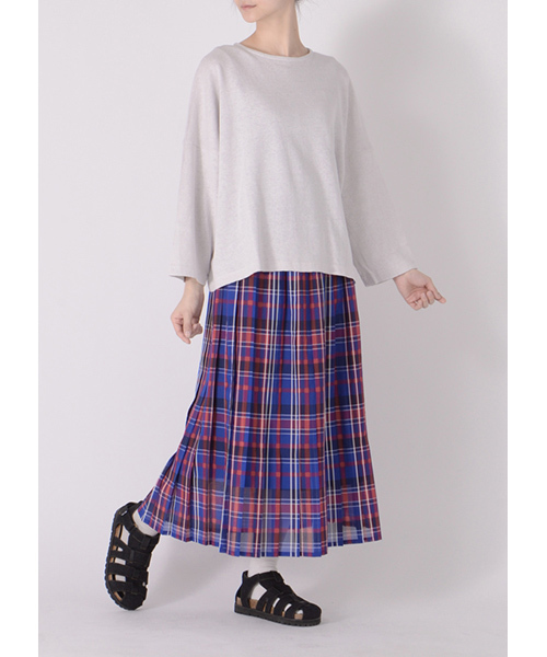 Ne-net（ネネット）の「シースルーチェック　スカート（スカート・レディース・ブルー/カーキ・02）」の15枚目の写真