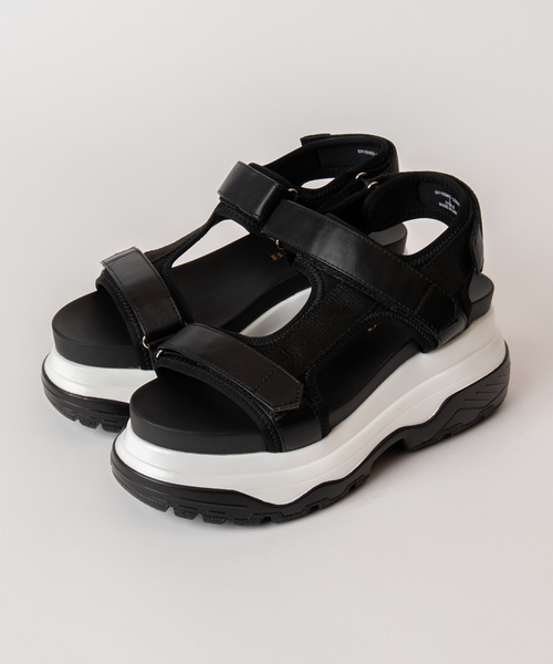 WEGO（ウィゴー）の「WEGO/厚底テープスポーツサンダル（サンダル・レディース・ホワイト/ブラック/その他1/パープル・LARGE/MEDIUM）」の6枚目の写真