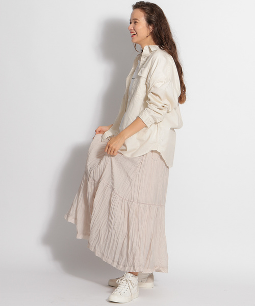 niko and...（ニコアンド）の「綿麻CPO薄羽織りシャツ（シャツ/ブラウス・レディース・レッド/アイボリー/カーキ/キャメル・MEDIUM/LARGE）」の5枚目の写真