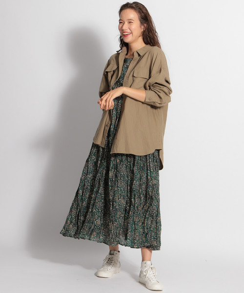 niko and...（ニコアンド）の「綿麻CPO薄羽織りシャツ（シャツ/ブラウス・レディース・レッド/アイボリー/カーキ/キャメル・MEDIUM/LARGE）」の6枚目の写真