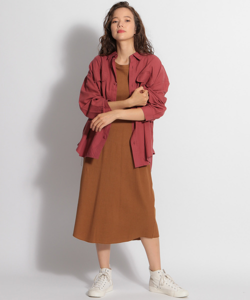 niko and...（ニコアンド）の「綿麻CPO薄羽織りシャツ（シャツ/ブラウス・レディース・レッド/アイボリー/カーキ/キャメル・MEDIUM/LARGE）」の8枚目の写真