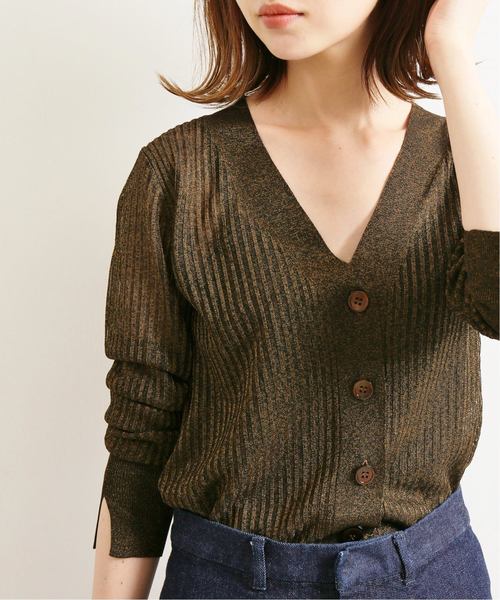 IENA LA BOUCLE(イエナラブークル)の「IENA LA BOUCLE Galaxy リブVネックカーディガン◆(カーディガン/ボレロ・レディース・ホワイト/ブラウン/ネイビー/ピンク・FREE)」の3枚目の写真