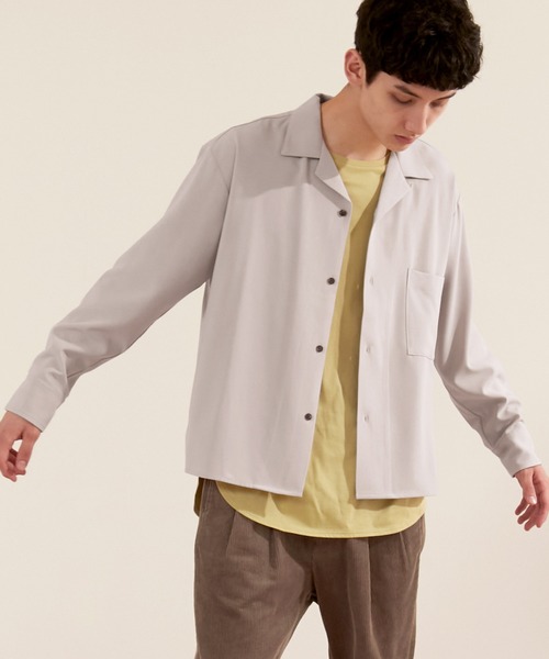 EMMA CLOTHES�i�G�}�N���[�Y�j�́u�u���C�g�|�v���������b�N�X�I�[�v���J���[�V���c Poplin Open Collar Shirt�i�V���c/�u���E�X�j�v�b���C�g�O���[