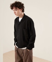 EMMA CLOTHES | ブライトポプリンリラックスオープンカラーシャツ L/Sとろみシャツ Poplin Open Collar Shirt(シャツ/ブラウス)