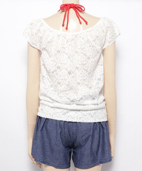 セール】レースカバーアップ付花柄ビキニ4点セット（水着