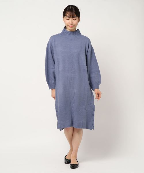 BELLUNA(ベルーナ)の「ブークレニット裾ボタン使いワンピース(ワンピース・レディース・ブラック/ターコイズブルー/イエロー/ラベンダー/パープル系その他/レンガ・MEDIUM/LARGE/X-LARGE)」の18枚目の写真