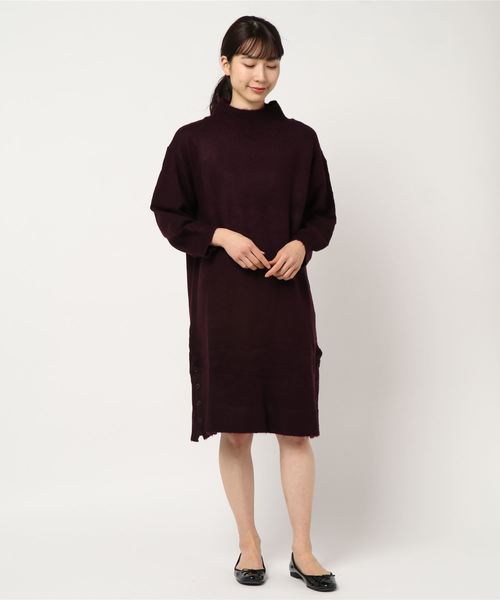 BELLUNA(ベルーナ)の「ブークレニット裾ボタン使いワンピース(ワンピース・レディース・ブラック/ターコイズブルー/イエロー/ラベンダー/パープル系その他/レンガ・MEDIUM/LARGE/X-LARGE)」の19枚目の写真