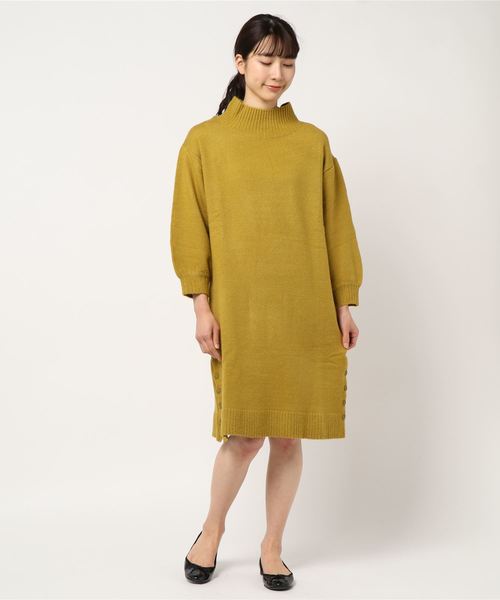 BELLUNA(ベルーナ)の「ブークレニット裾ボタン使いワンピース(ワンピース・レディース・ブラック/ターコイズブルー/イエロー/ラベンダー/パープル系その他/レンガ・MEDIUM/LARGE/X-LARGE)」の20枚目の写真