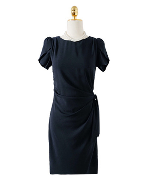 OSYAREVO(オシャレボ)の「ドレープリボン ワンピース(ドレス・レディース・ベージュ/ブラック/ネイビー/ピンク・MEDIUM/X-LARGE/XX-LARGE/LARGE/SMALL)」の14枚目の写真