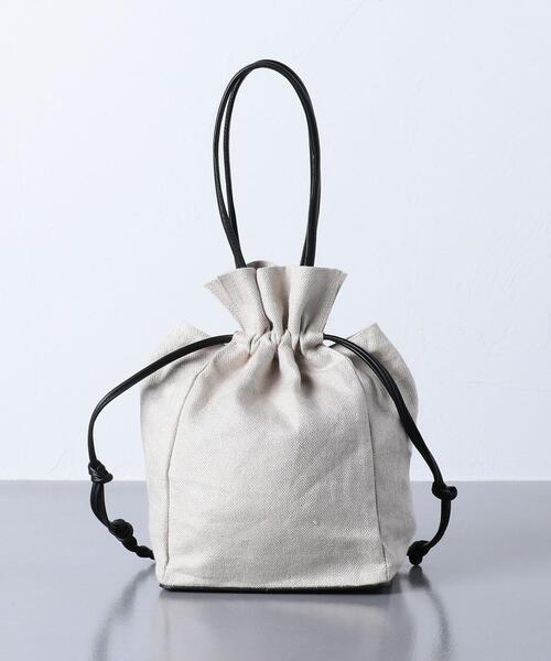 JAMIRAY（ジャミレイ）の「＜JAMIRAY（ジャミレイ）＞LTH/LIN ドローストリング バッグ（ハンドバッグ・レディース・ブラック/ホワイト・FREE）」の10枚目の写真