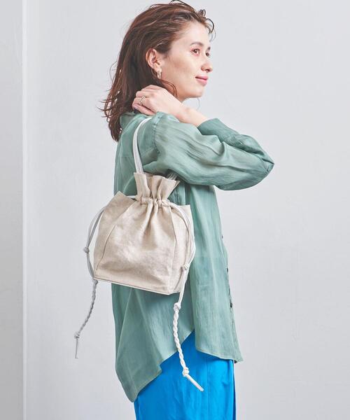 JAMIRAY（ジャミレイ）の「＜JAMIRAY（ジャミレイ）＞LTH/LIN ドローストリング バッグ（ハンドバッグ・レディース・ブラック/ホワイト・FREE）」の16枚目の写真