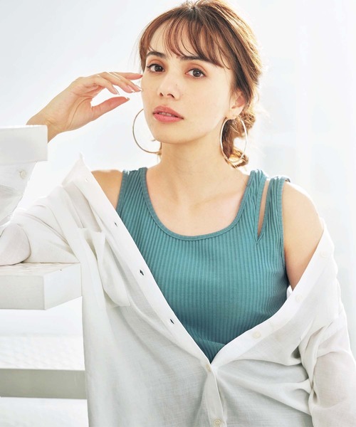GeeRA(ジーラ)の「アシメネックタンクトップ(タンクトップ・レディース・ブラック/イエロー/サックスブルー/ダークブラウン・LARGE/X-LARGE/SMALL/XX-LARGE/MEDIUM)」の6枚目の写真