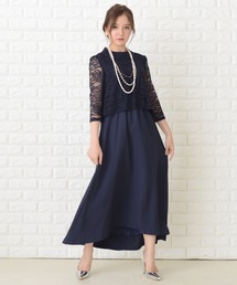 七分袖レース袖ロング丈フィッシュテールワンピース・ドレス