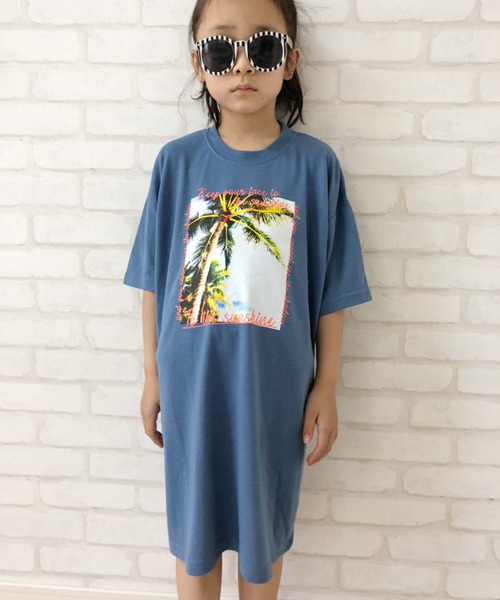 転写風プリントbigtシャツワンピース キッズ 転写風プリントbigtシャツワンピース キッズ