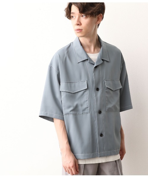 JUNRED（ジュンレッド）の「オープンカラーWポケットブルゾン（ブルゾン・メンズ・ブラック/ブルー・M/L）」の2枚目の写真