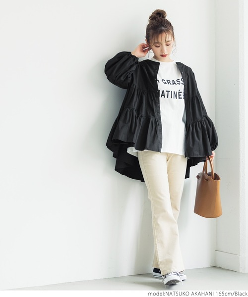 coca（coca）（コカ）の「ティアードフレアバンドカラーシャツ（シャツ/ブラウス・レディース・ホワイト/ブラウン/ブラック/ブルー・ONE SIZE/M/L）」の14枚目の写真