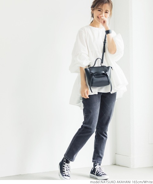 coca（coca）（コカ）の「ティアードフレアバンドカラーシャツ（シャツ/ブラウス・レディース・ホワイト/ブラウン/ブラック/ブルー・ONE SIZE/M/L）」の8枚目の写真