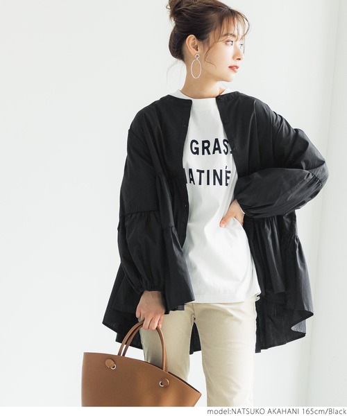 coca（coca）（コカ）の「ティアードフレアバンドカラーシャツ（シャツ/ブラウス・レディース・ホワイト/ブラウン/ブラック/ブルー・ONE SIZE/M/L）」の13枚目の写真