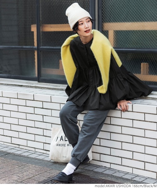 coca（coca）（コカ）の「ティアードフレアバンドカラーシャツ（シャツ/ブラウス・レディース・ホワイト/ブラウン/ブラック/ブルー・ONE SIZE/M/L）」の22枚目の写真