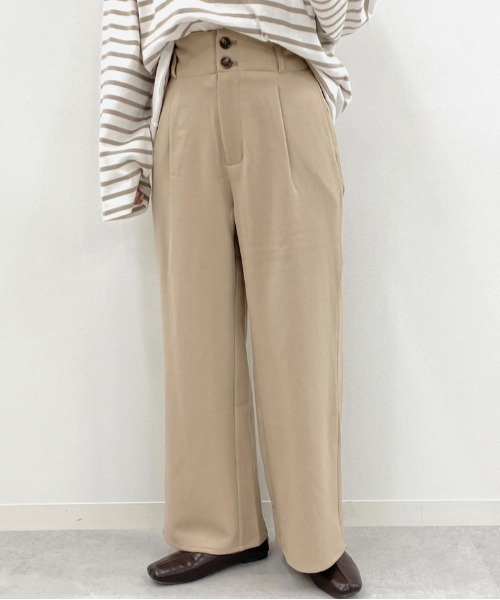 apres jour mignon(アプレジュールミニョン)の「タック入りストレートパンツ【ZOZOTOWN限定アイテム】(その他パンツ・レディース・ダークブラウン/ベージュ/モカ・フリー)」の14枚目の写真