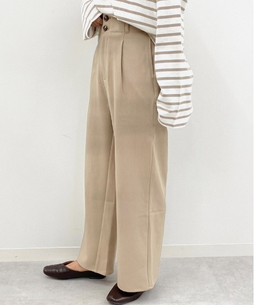 apres jour mignon(アプレジュールミニョン)の「タック入りストレートパンツ【ZOZOTOWN限定アイテム】(その他パンツ・レディース・ダークブラウン/ベージュ/モカ・フリー)」の15枚目の写真
