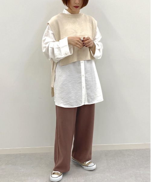 apres jour mignon(アプレジュールミニョン)の「タック入りストレートパンツ【ZOZOTOWN限定アイテム】(その他パンツ・レディース・ダークブラウン/ベージュ/モカ・フリー)」の12枚目の写真