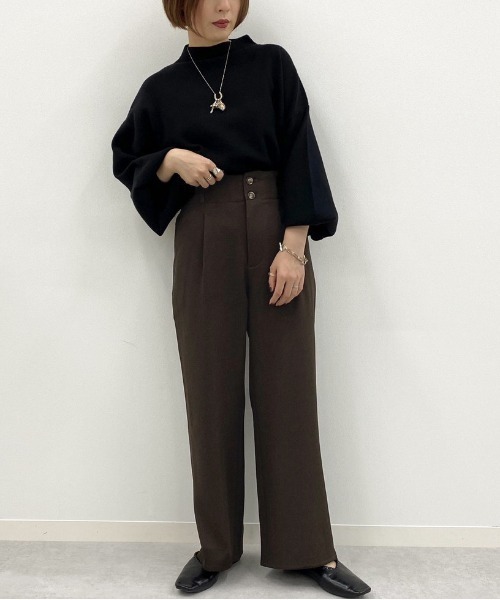apres jour mignon(アプレジュールミニョン)の「タック入りストレートパンツ【ZOZOTOWN限定アイテム】(その他パンツ・レディース・ダークブラウン/ベージュ/モカ・フリー)」の7枚目の写真