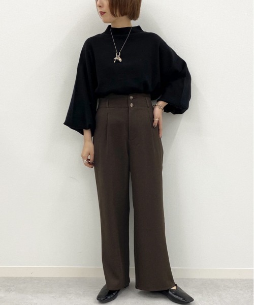apres jour mignon(アプレジュールミニョン)の「タック入りストレートパンツ【ZOZOTOWN限定アイテム】(その他パンツ・レディース・ダークブラウン/ベージュ/モカ・フリー)」の8枚目の写真