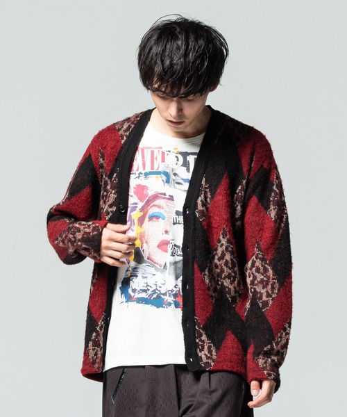 glamb（グラム）の「Crazy argyle knit / クレイジーアーガイルニット（ニット/セーター・メンズ・イエロー/レッド/ブラック・M/S/L）」の14枚目の写真