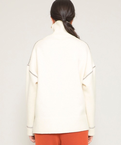 WRAPINKNOT（ラッピンノット）の「【WRAPINKNOT(ラッピンノット)】《STUDIOUS別注》『フィービーニット』タートルネックステッチニット（ニット/セーター・レディース・カーキ/アイボリー/ネイビー・FREE）」の10枚目の写真