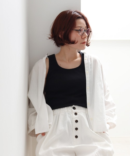 bulle de savon（ビュルデサボン）の「テレコドット　ノースリーブプルオーバー（タンクトップ・レディース・ホワイト/ブラック・FREE）」の2枚目の写真