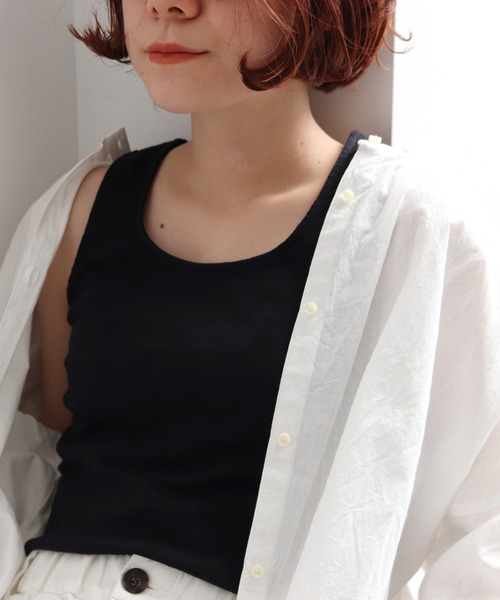 bulle de savon（ビュルデサボン）の「テレコドット　ノースリーブプルオーバー（タンクトップ・レディース・ホワイト/ブラック・FREE）」の3枚目の写真