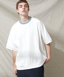 シルケットライク天竺 スーパービッグシルエットS/Sリブカットソー 無地T トップス  Tシャツ  リンガー MERCERIZATION COTTON BIG SILHOUETTE LIB SS TEE - EMMA CLOTHES  -