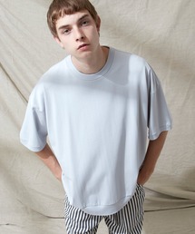シルケットライク天竺 スーパービッグシルエットS/Sリブカットソー 無地T トップス Tシャツ リンガー MERCERIZATION COTTON BIG SILHOUETTE LIB SS TEE - EMMA CLOTHES -