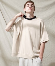 シルケットライク天竺 スーパービッグシルエットS/Sリブカットソー 無地T トップス Tシャツ リンガー MERCERIZATION COTTON BIG SILHOUETTE LIB SS TEE - EMMA CLOTHES -