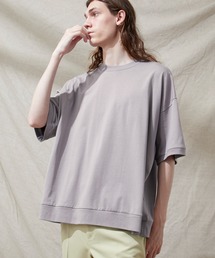 EMMA CLOTHES | シルケットライク天竺 スーパービッグシルエットS/Sリブカットソー 無地T トップス Tシャツ MERCERIZATION COTTON BIG SILHOUETTE LIB SS TEE - EMMA CLOTHES 2021SS -(Tシャツ/カットソー)