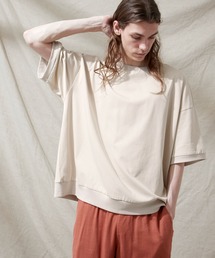 シルケットライク天竺 スーパービッグシルエットS/Sリブカットソー 無地T トップス Tシャツ リンガー MERCERIZATION COTTON BIG SILHOUETTE LIB SS TEE - EMMA CLOTHES -