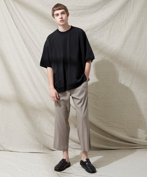 EMMA CLOTHES（エマクローズ）の「シルケットライク天竺 スーパービッグシルエットS/Sリブカットソー 無地T トップス  Tシャツ  リンガー MERCERIZATION COTTON BIG SILHOUETTE LIB SS TEE - EMMA CLOTHES  -（Tシャツ/カットソー・メンズ・ホワイト/ブラック/グレー系その他/ブルー系その他/パープル系その他/ライトベージュ/グレー系その他2/ブルー系その他2/ブラック系その他/ホワイト系その他/ベージュ系その他・M/L）」の18枚目の写真