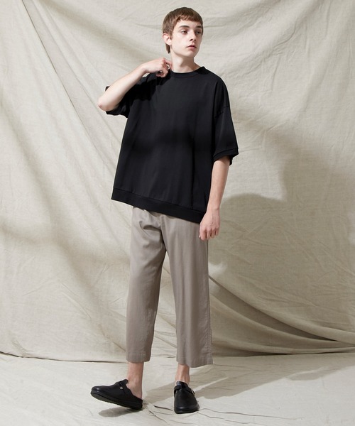 EMMA CLOTHES（エマクローズ）の「シルケットライク天竺 スーパービッグシルエットS/Sリブカットソー 無地T トップス  Tシャツ  リンガー MERCERIZATION COTTON BIG SILHOUETTE LIB SS TEE - EMMA CLOTHES  -（Tシャツ/カットソー・メンズ・ホワイト/ブラック/グレー系その他/ブルー系その他/パープル系その他/ライトベージュ/グレー系その他2/ブルー系その他2/ブラック系その他/ホワイト系その他/ベージュ系その他・M/L）」の20枚目の写真