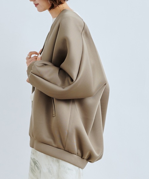 DouDou(ドゥドゥ)の「カノコダンボールショートブルゾン(ブルゾン・レディース・グレイッシュベージュ/カーキ・FREE)」の2枚目の写真