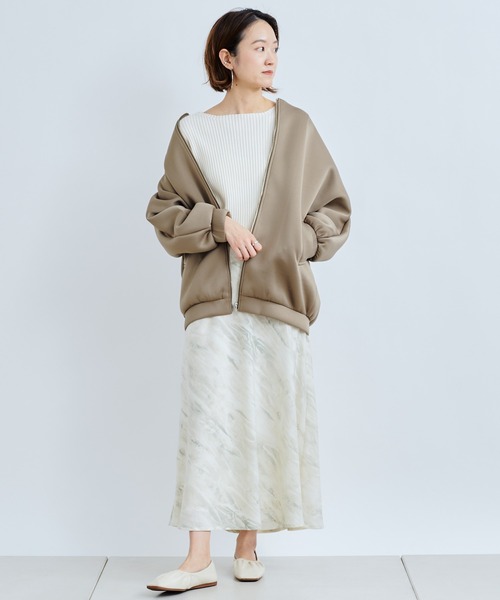 DouDou(ドゥドゥ)の「カノコダンボールショートブルゾン(ブルゾン・レディース・グレイッシュベージュ/カーキ・FREE)」の3枚目の写真