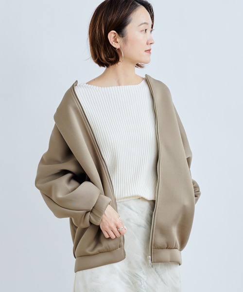 DouDou(ドゥドゥ)の「カノコダンボールショートブルゾン(ブルゾン・レディース・グレイッシュベージュ/カーキ・FREE)」の6枚目の写真