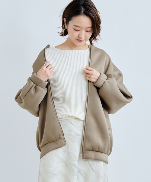 DouDou(ドゥドゥ)の「カノコダンボールショートブルゾン(ブルゾン・レディース・グレイッシュベージュ/カーキ・FREE)」の7枚目の写真