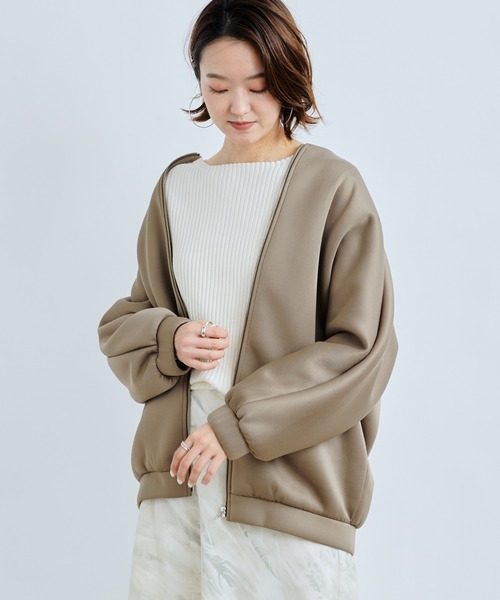 DouDou(ドゥドゥ)の「カノコダンボールショートブルゾン(ブルゾン・レディース・グレイッシュベージュ/カーキ・FREE)」の8枚目の写真