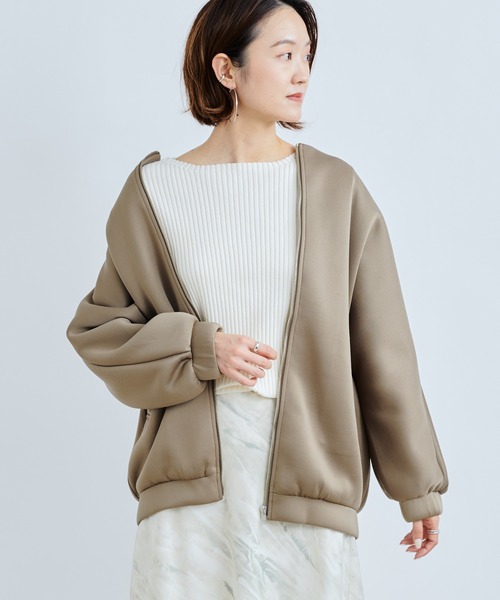 DouDou(ドゥドゥ)の「カノコダンボールショートブルゾン(ブルゾン・レディース・グレイッシュベージュ/カーキ・FREE)」の9枚目の写真