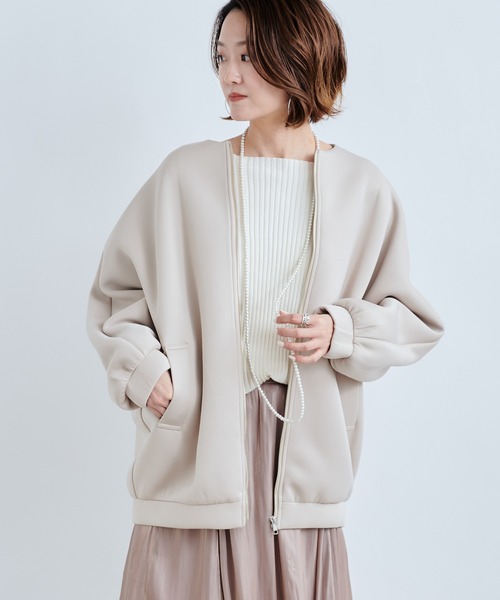 DouDou(ドゥドゥ)の「カノコダンボールショートブルゾン(ブルゾン・レディース・グレイッシュベージュ/カーキ・FREE)」の14枚目の写真